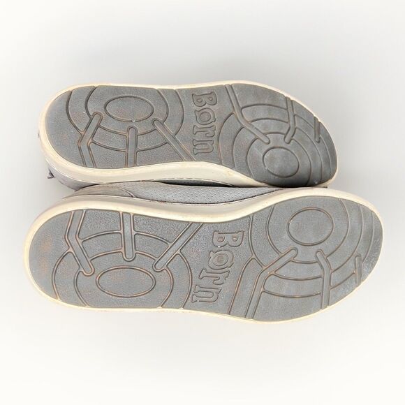 Born Mens Ashram Casual Shoe Size 10.5 M Gray Perforated Leather Sneaker Cap Toe - Picture 6 of 7